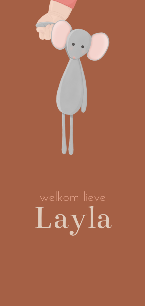 Geboortekaartje voor een meisje met een muisje