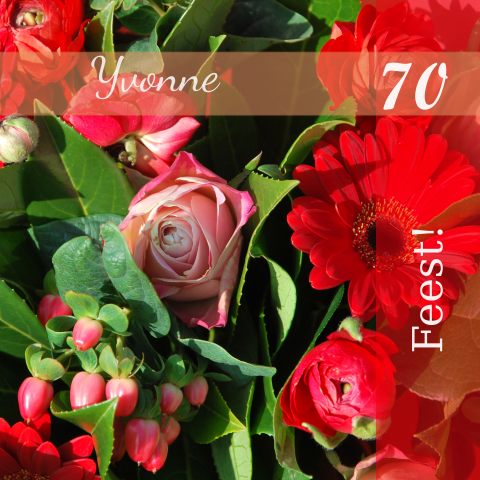 Uitnodiging verjaardag 70 jaar kleurrijke bloem 