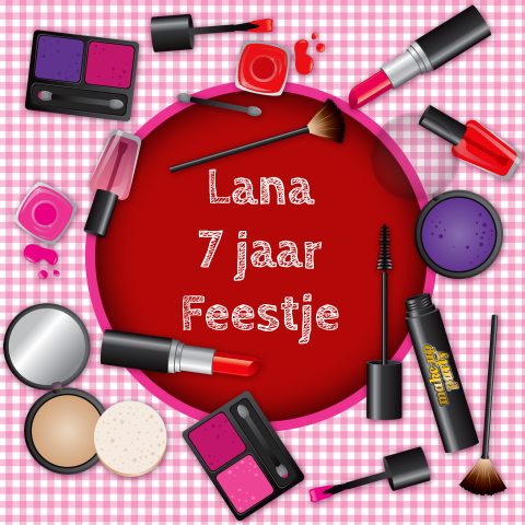 Uitnodigingskaart kinderfeestje meisje met make-up