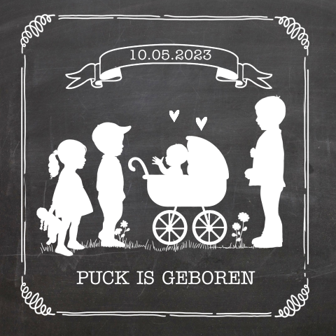 Profiel geboortekaart krijtbord vierde kindje