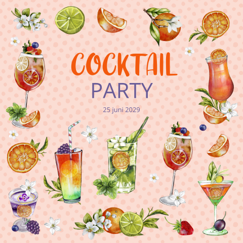 Hippe cocktail party uitnodiging voor een feestje of borrel