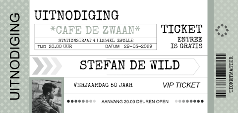 Hippe uitnodiging 50e verjaardag in ticket stijl groen