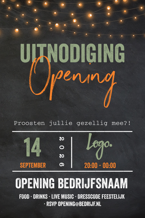 Uitnodiging opening luxe met lampjes