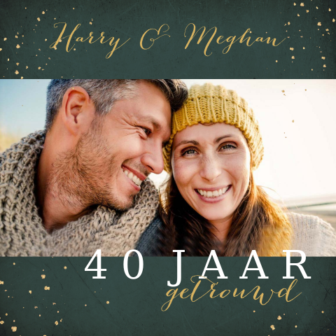Uitnodiging 40 jaar getrouwd Groen met Foto