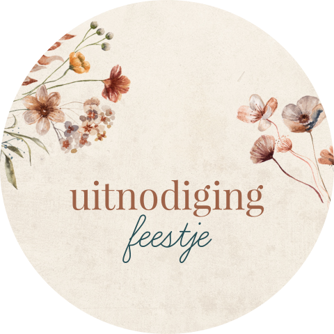 Sluitzegel met getekende bloemen in aardetinten