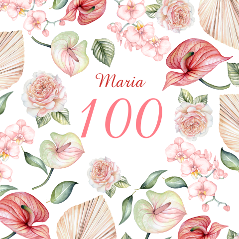 Uitnodiging maken 100 jaar met bloemen