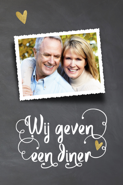 Leuke uitnodiging etentje sierletters en foto
