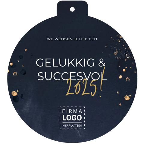 Zakelijke kerstkaart gestanst blauw kerstbal