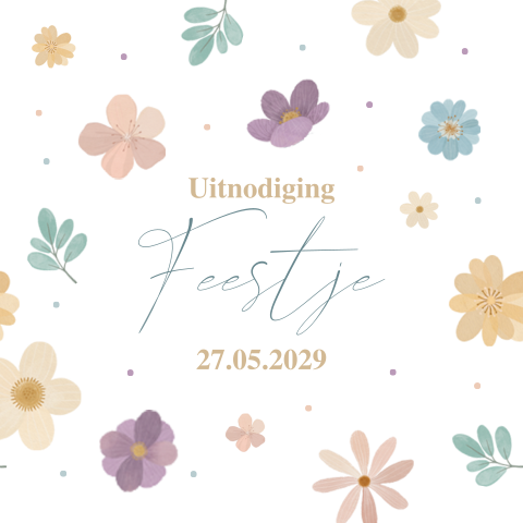 Uitnodiging voor een feestje of verjaardag met bloemen
