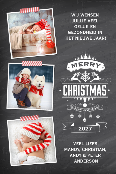 Foto collage kerstkaart familie