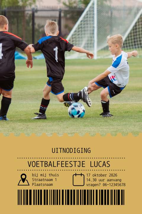 Uitnodiging voetbalfeestje jongen met foto