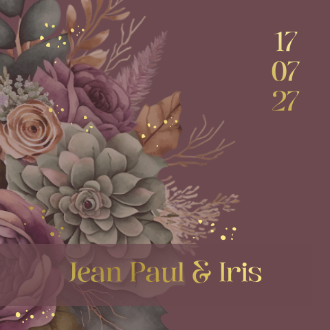 Trouwkaart boeket bloemen in romantische kleuren