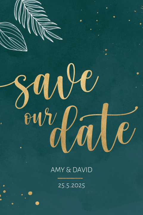 Save the date kaart met waterverf achtergrond