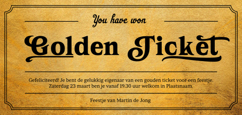 Golden Ticket Maken Uitnodiging 40ste verjaardag