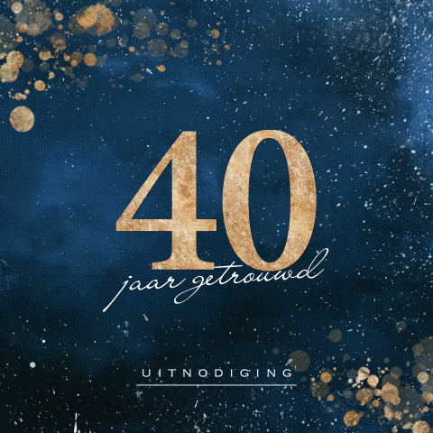 Uitnodiging 40 jaar getrouwd blauw met sterren
