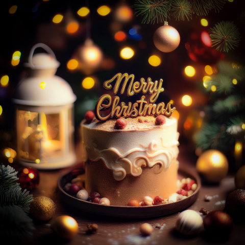 Zakelijke kerstkaart taart en lantaren