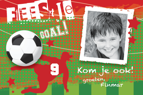 Hippe uitnodiging voor een voetbalfeestje
