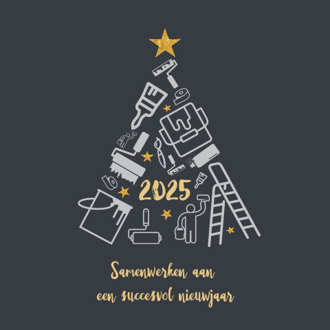 Zakelijke kerstkaart schildersbedrijf schilder verf kwast