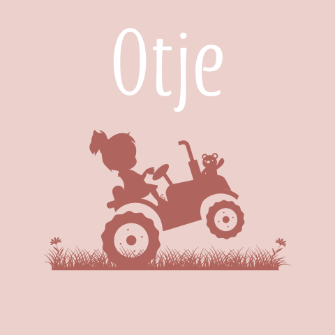 Geboortekaartje meisje op een tractor