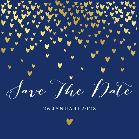 Save the date stijlvol hartjes goudfolie