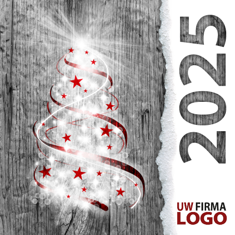 Zakelijke kerstkaart met kerstboom jaartal en ruimte voor logo