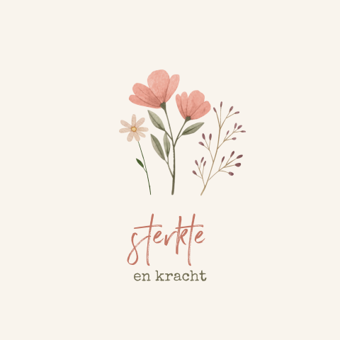 Wenskaart sterktekaart met getekende bloemen