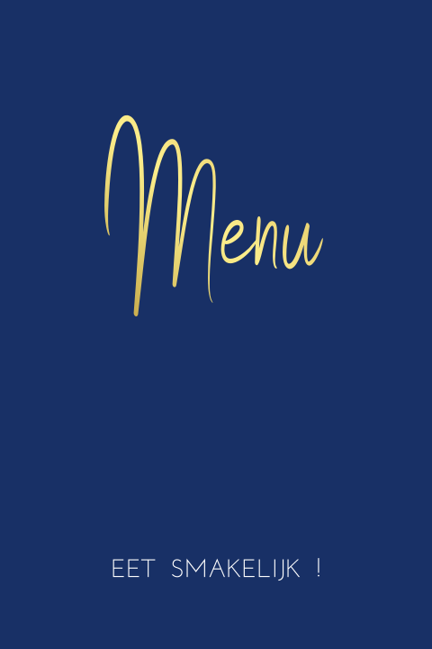 Menukaart donkerblauw en foliedruk