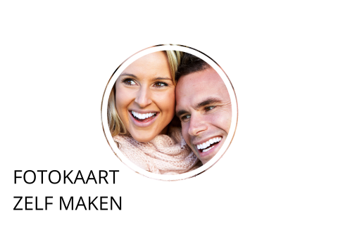 Liggende dubbele kaart met foto achter rond kader zelf ontwerpen