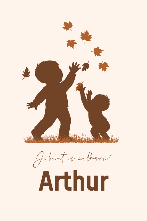 Geboortekaartje 2e kindje silhouet broertjes broer herfst 