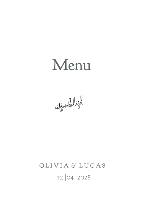 Menukaart met een minimalistisch ontwerp