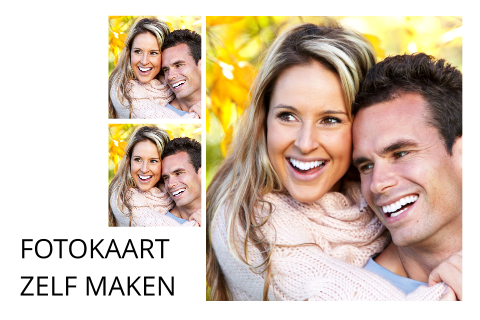 Liggende dubbele fotokaart met foto zelf ontwerpen