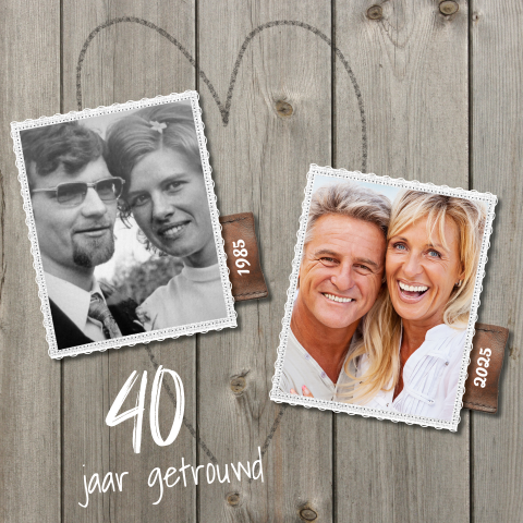 Uitnodiging 40 jaar getrouwd met oude foto