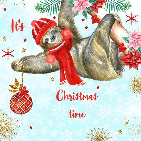 kerstkaart met luiaard