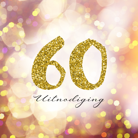 Verjaardagsuitnodiging 60 jaar met gouden glitters