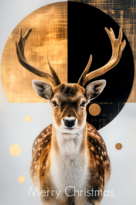 Kerstkaart kunstwerk met hert