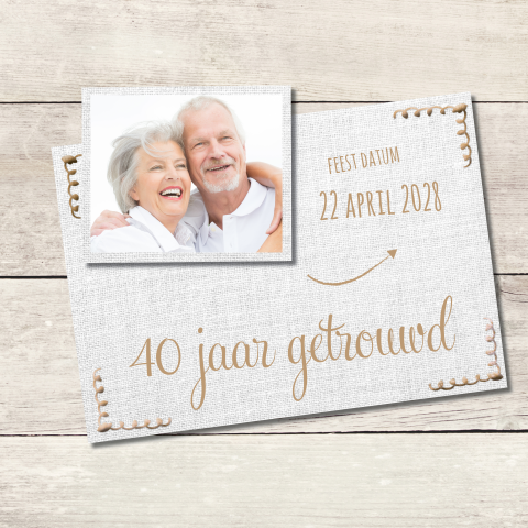 40 jaar getrouwd kaart feest jubileum met hout