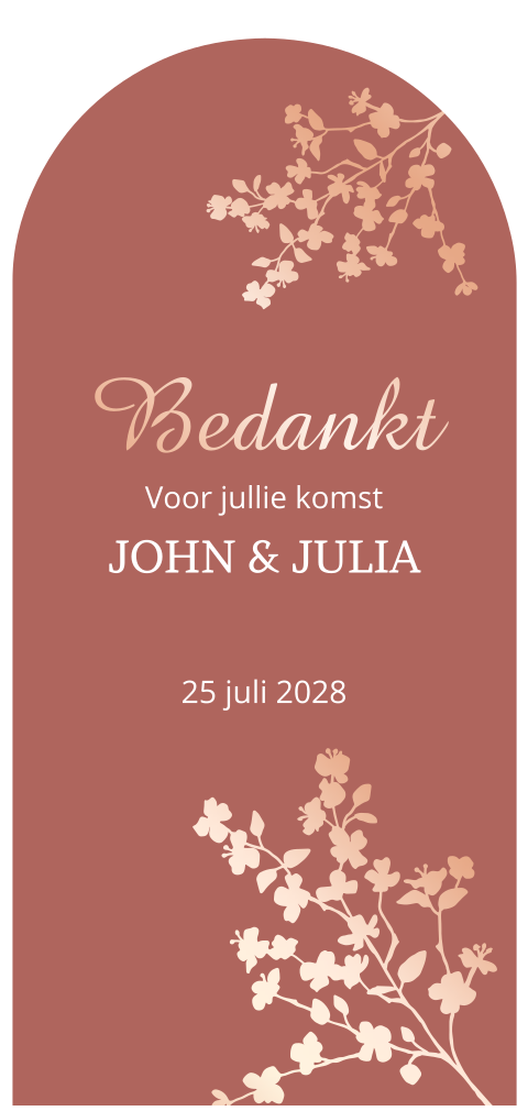 Bedankkaart trouwen bloesemtak folie