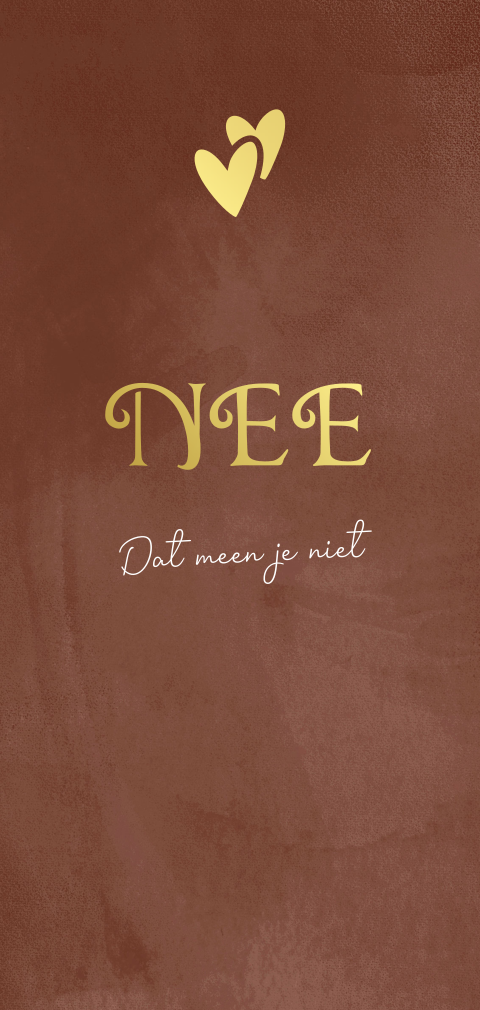 Grappige trouwkaart nee velvet look folie