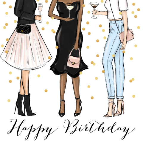 Verjaardagskaart fashion girls