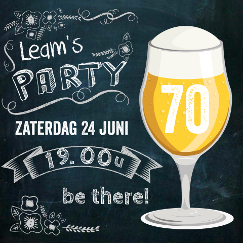 Uitnodiging feest handlettering 70 jaar verjaardag
