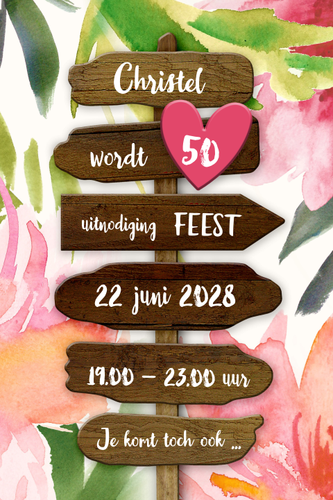 Uitnodiging 50 jaar Verjaardag Vrouw Bloemen