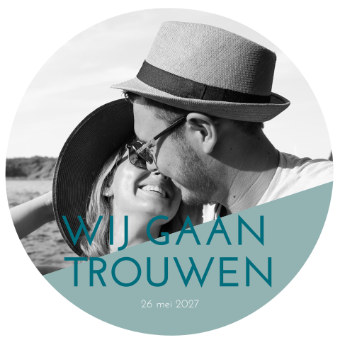 Ronde trouwkaart met ruimte voor een eigen foto