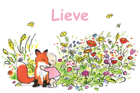 Geboortekaartje meisje met vosje in bloemenweide
