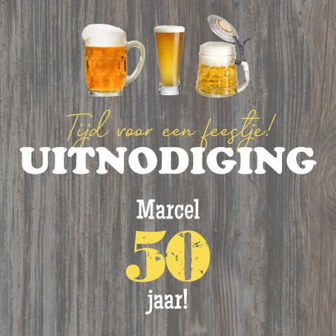 Uitnodiging verjaardag man 50 jaar met bier