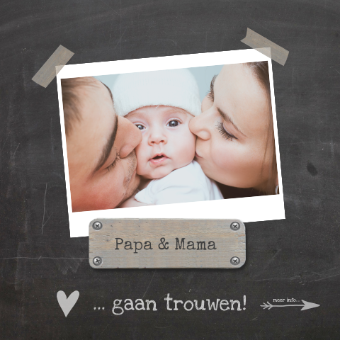 Chalkboard huwelijks uitnodiging papa en mama gaan trouwen