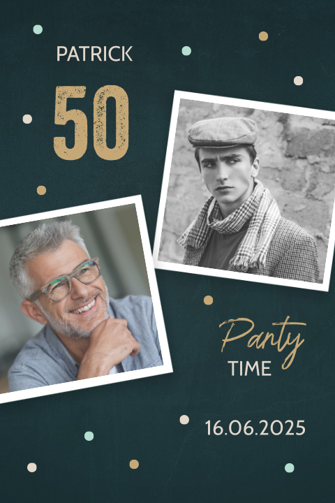Uitnodiging 50e verjaardag man met confetti