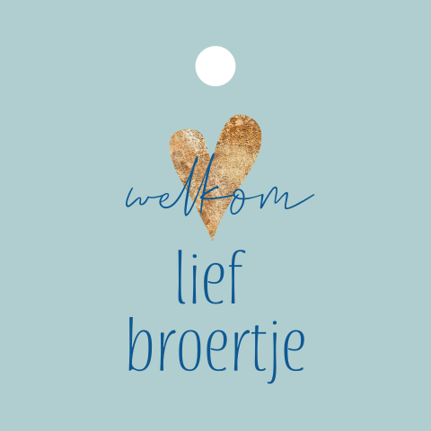 Labeltje geboortekaartje jongen vierkant met boorgaatje