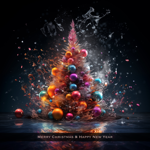 Moderne zakelijke kerstkaart kerstboom multicolor vibe