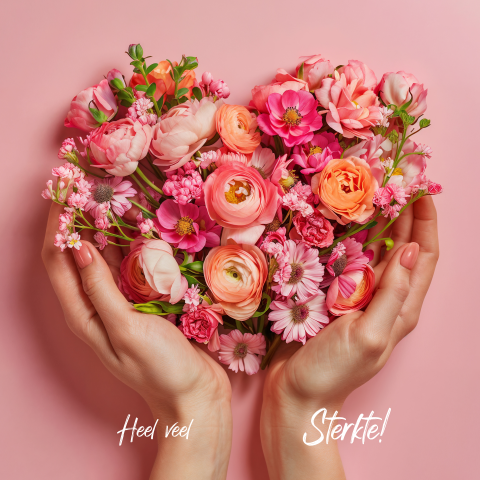 Wenskaart hart bloemen