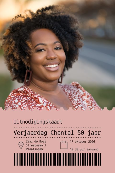 Uitnodigingskaart feestje verjaardag vrouw met foto